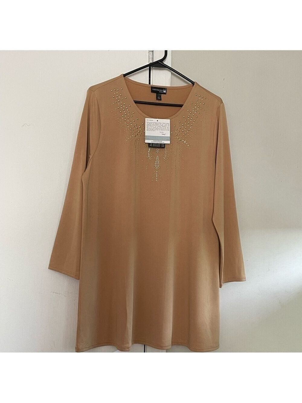 Tan Long Sleeve Embellished Top - Picture 4 of 15